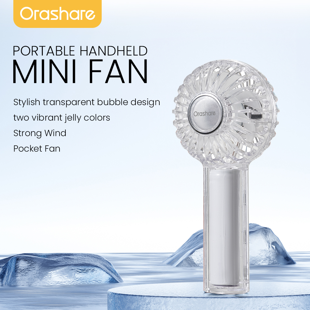 Orashare HF02T Mini Fan Ice Transparent Rechargeable Handheld Fan 3 ...