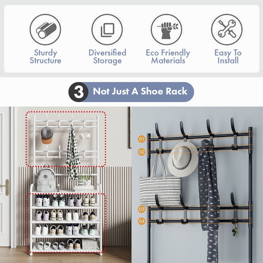 OLA Shoe Hat Rack Simple floor coat rack shoe rack Multifunctional Shoe ...