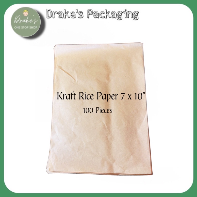 Rice Paper Greaseproof 7X10” Kraft | Printed | Plain white By Drakes ...