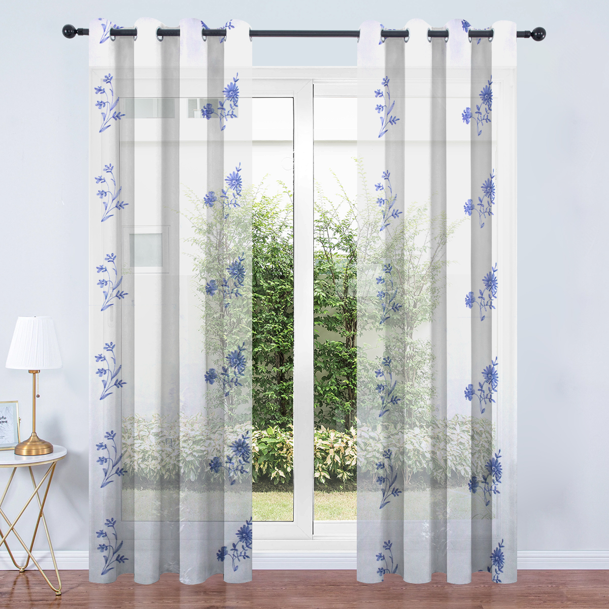 Lace Sheer Floral Embroidered Window Curtains Embroidery Window Bedroom ...
