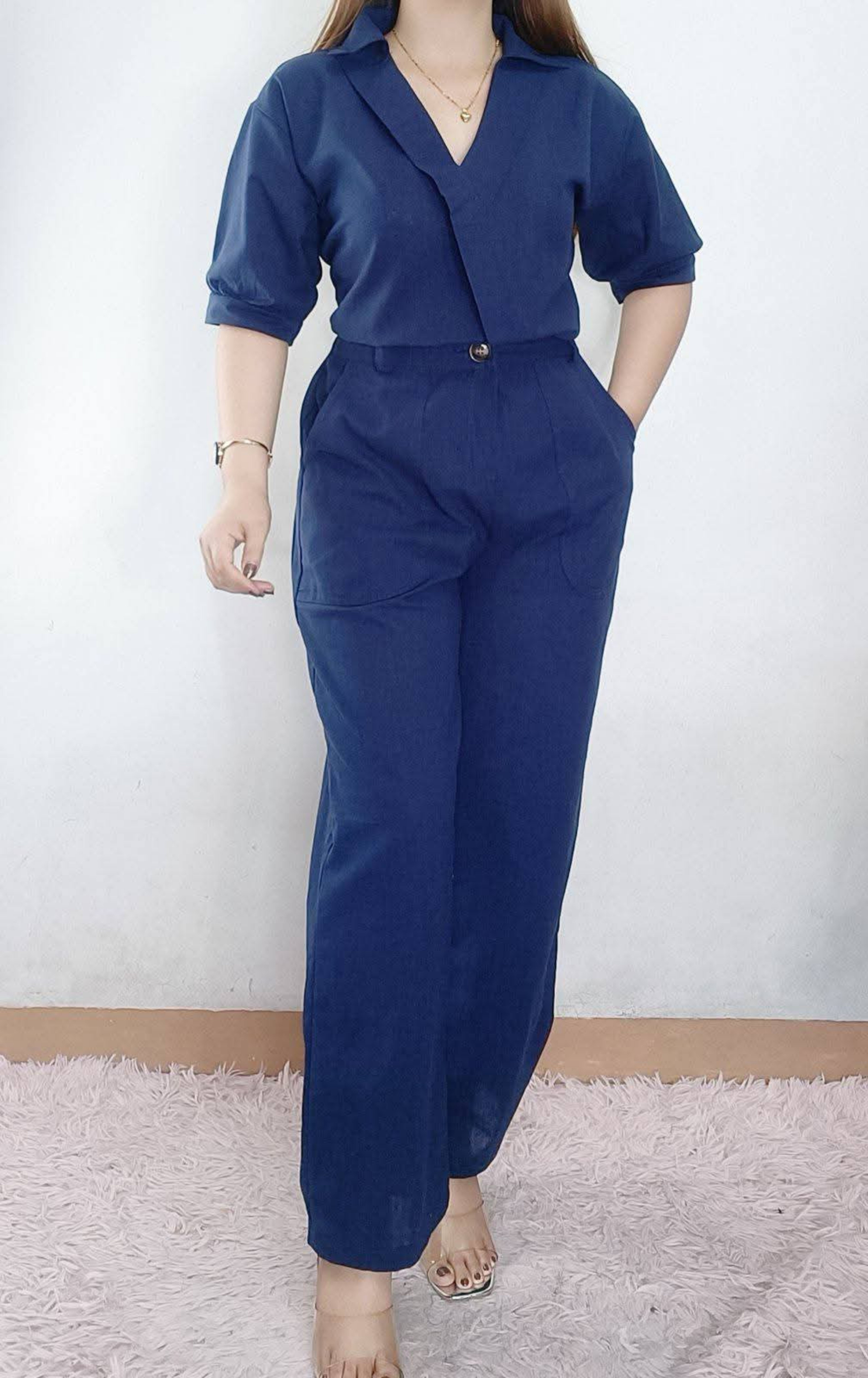 CALESHA | Ruth Coords Set for Women Collared Blouse with ¾ Sleeve (Fit ...