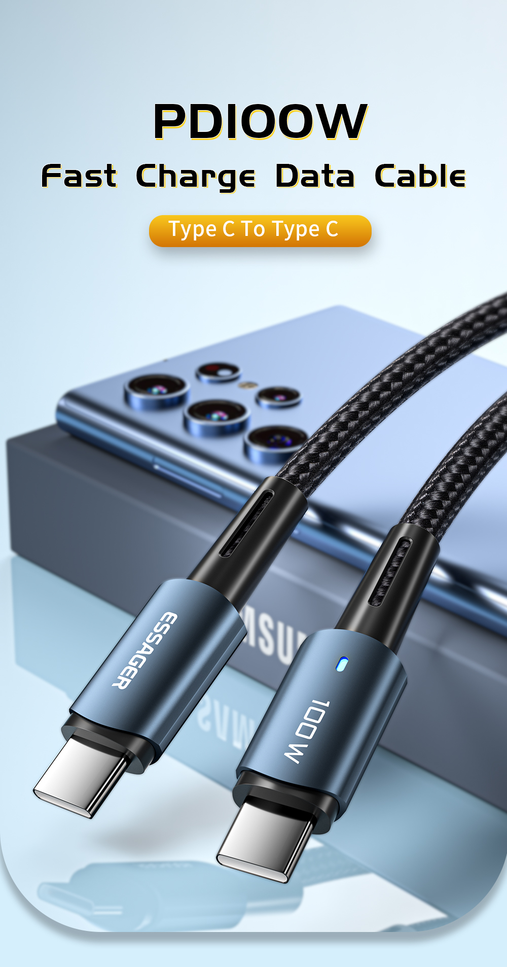 Essager USB C Cable 100W 60W PD QC 4.0 3.0 USB Type C Cable Fast ...