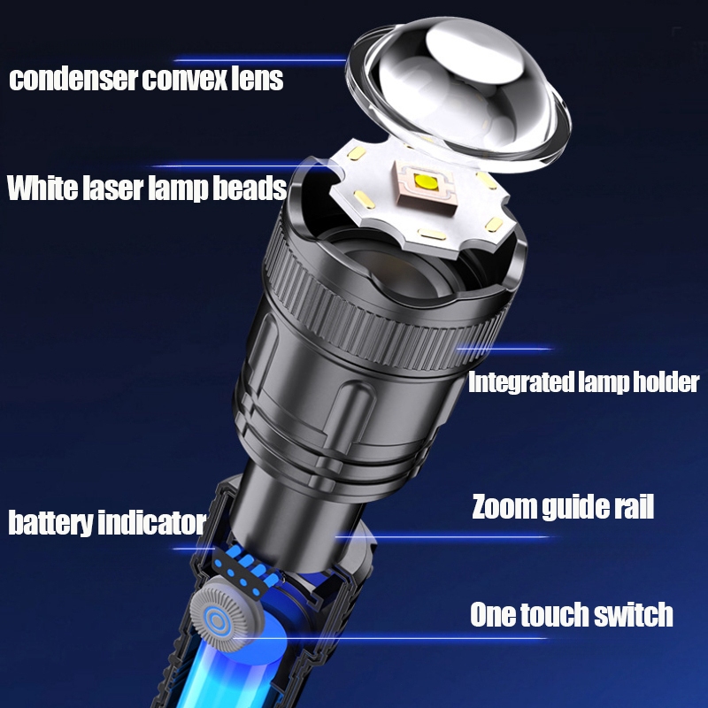 Super Bright Zoom LED Flashlight Rechargeable Waterproof Outdoor Heavy ...