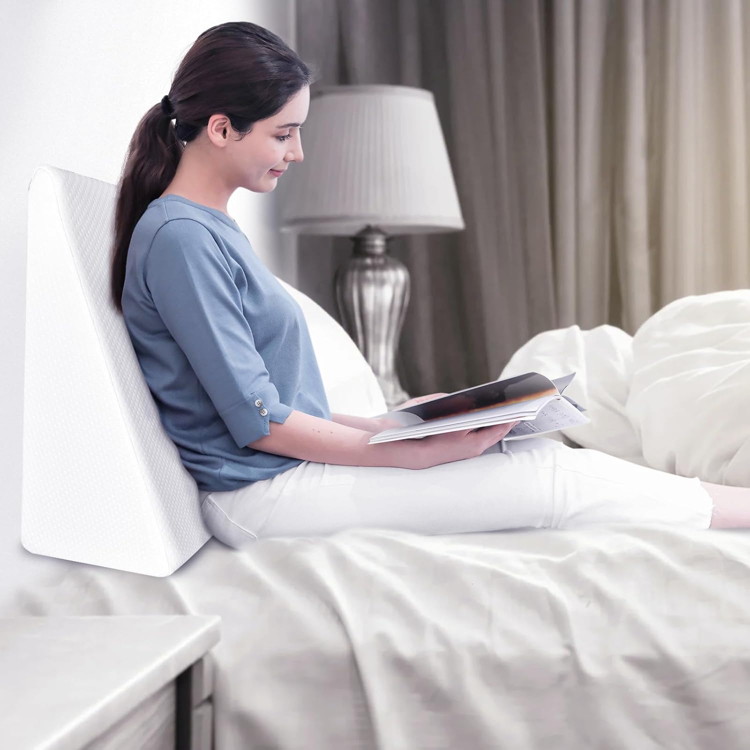 Big Wedge Pillow Triangle Memory Foam Wedge Pillow Elevated Support for ...