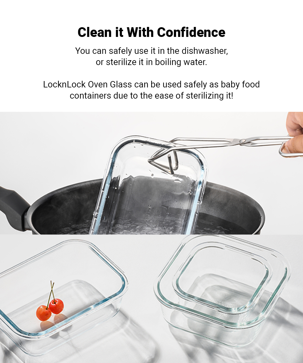 LocknLock Set of 2 The Clear Glass 750ml (Square) Airtight, Oven-Safe ...