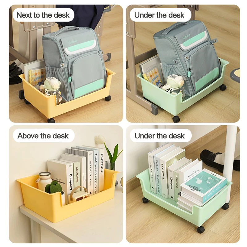 Yooli Book Organizer Table Book Storage Box with Wheels Desk Bookshelf ...
