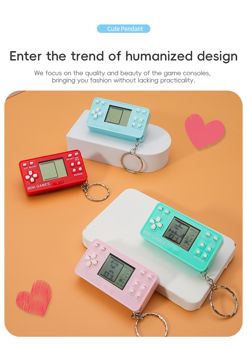 New Mini Macaron Tetris Game Controller Style Keychain Kids Toys ...