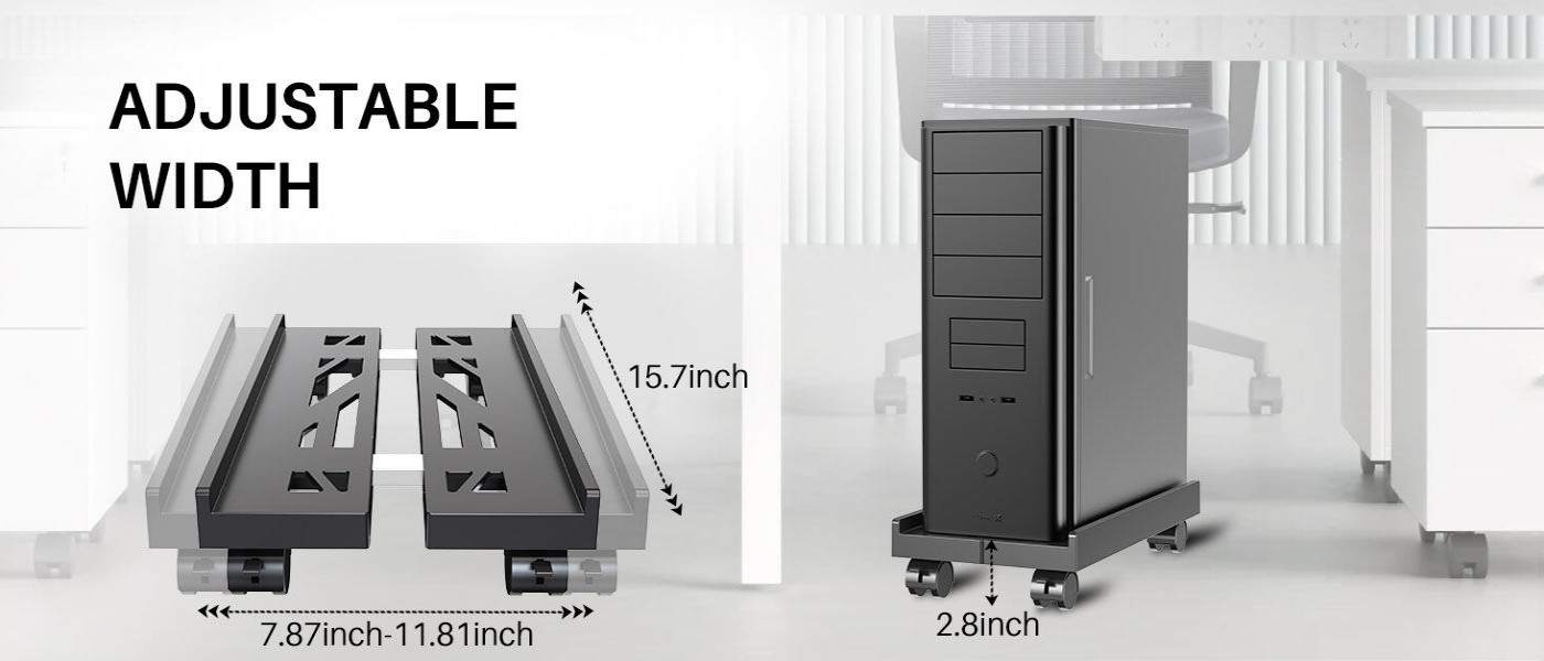 SARREHeavy-Duty CPU Stand with 4 Lockable Wheels - Fits Tower/Desktop ...