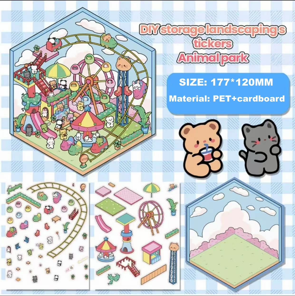 Large Size 3D Stickers Miniature PET Stickers Cute Cartoon Handbook diy ...