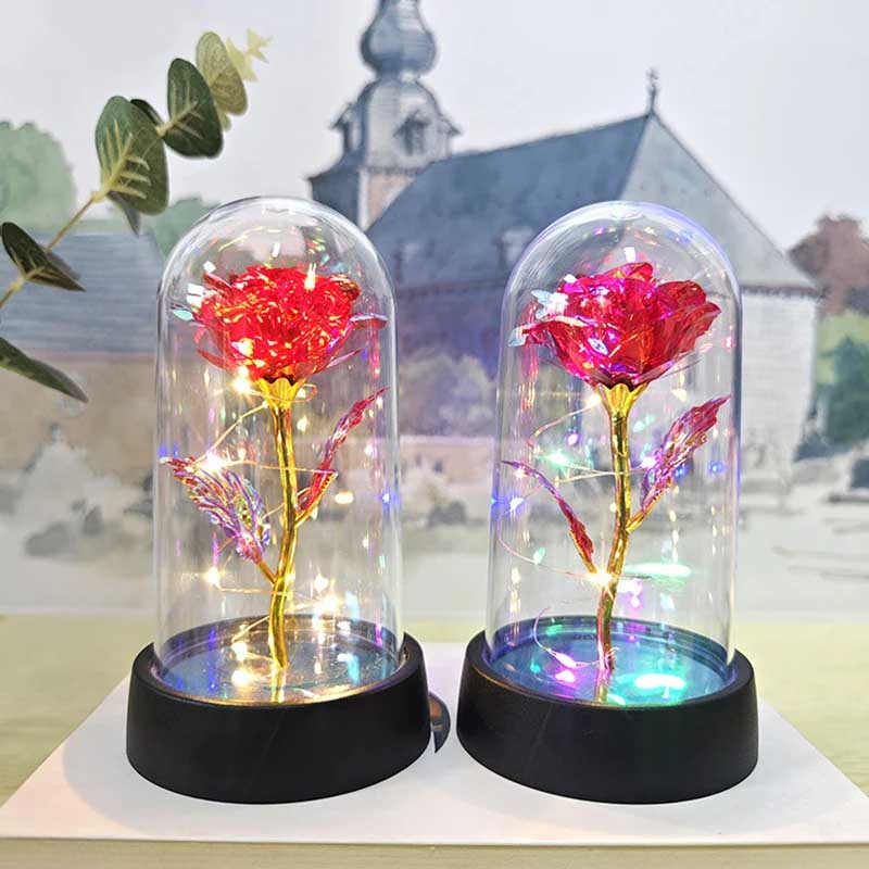 XYHKZS LED Rose In Glass - Color Changing Light Up Flower, Bedroom Decor With Gift Box