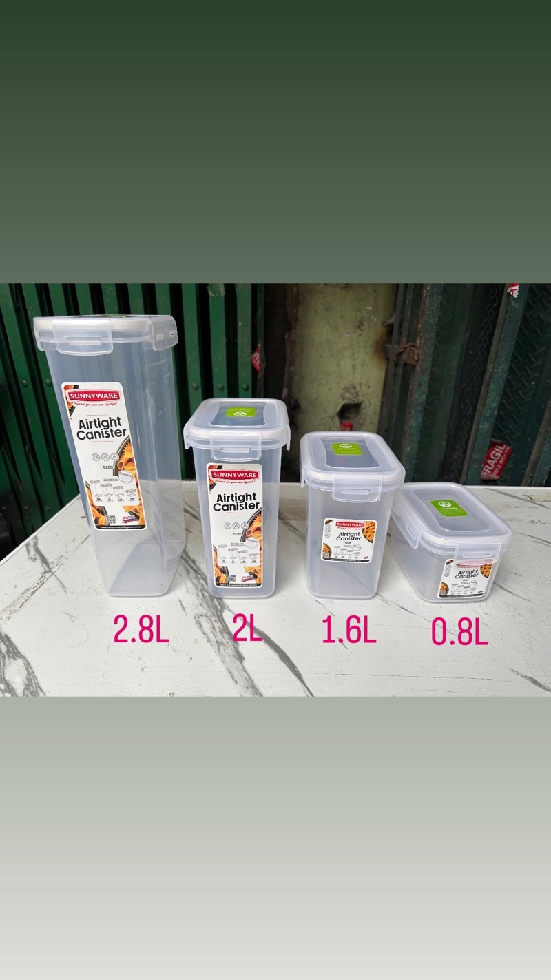 Sunnyware Transparent Airtight Container 0.8L/1.6L/2L/2.8L | Shopee ...