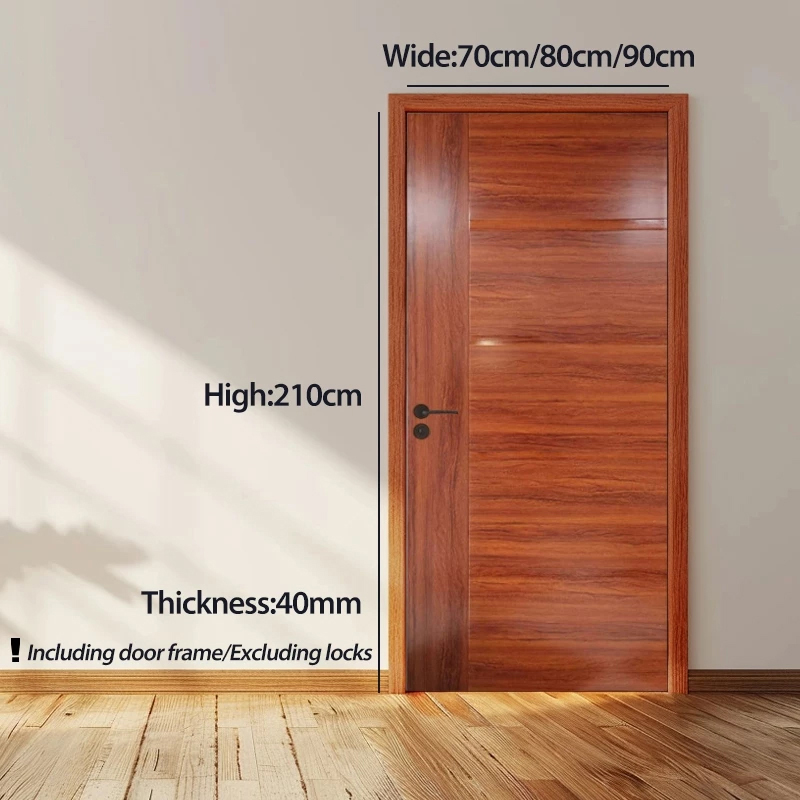 Simple wooden doors for rooms/bathrooms/kitchens Door frame +Door lock+ ...
