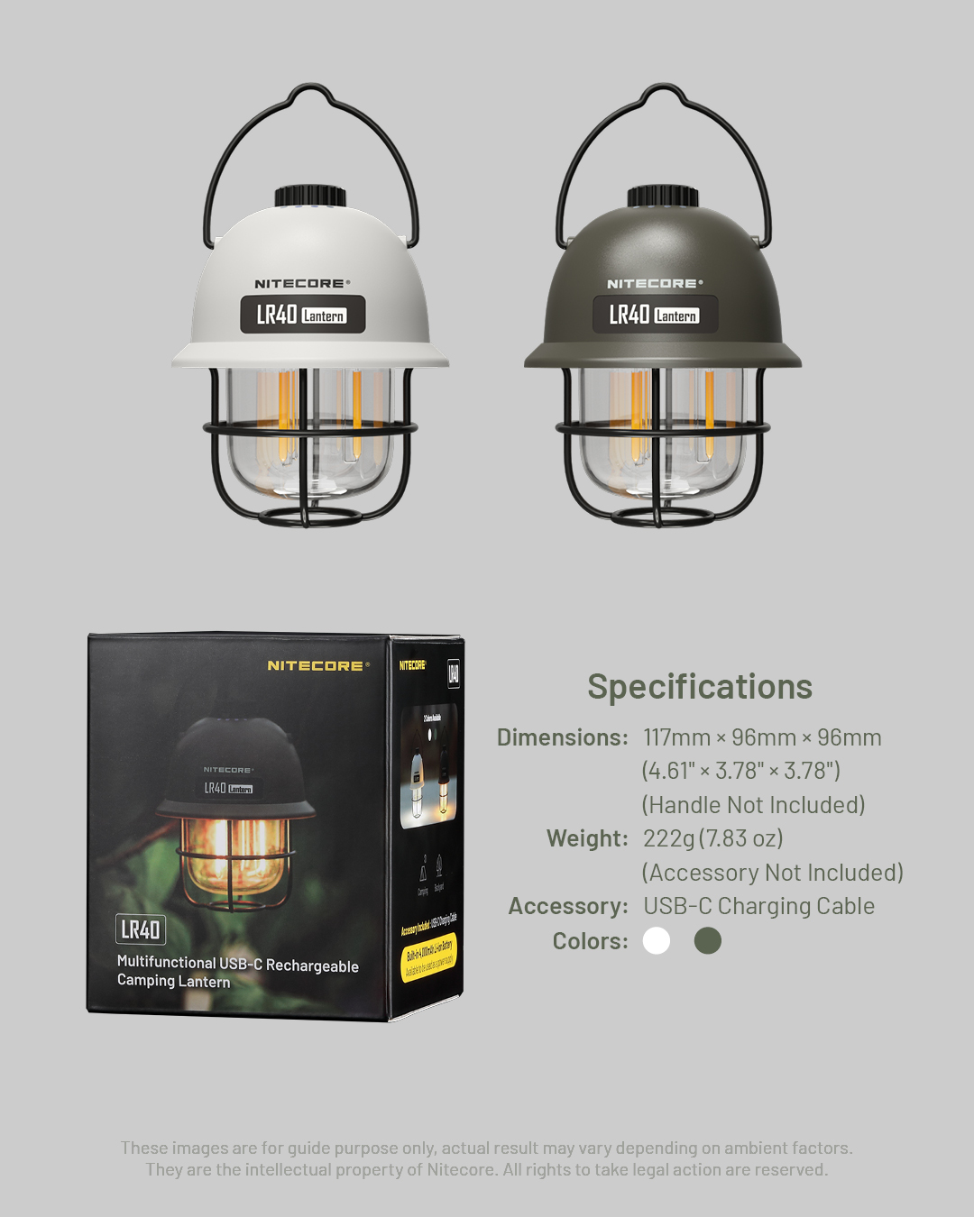 Nitecore LR40 Camping Light Lantern -65hour Runtime - 4000mah USB-C ...