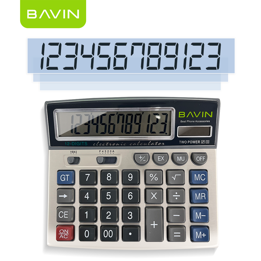 BAVIN Portable Electronic 12 Digit Calculator Button & Multi-Functional ...