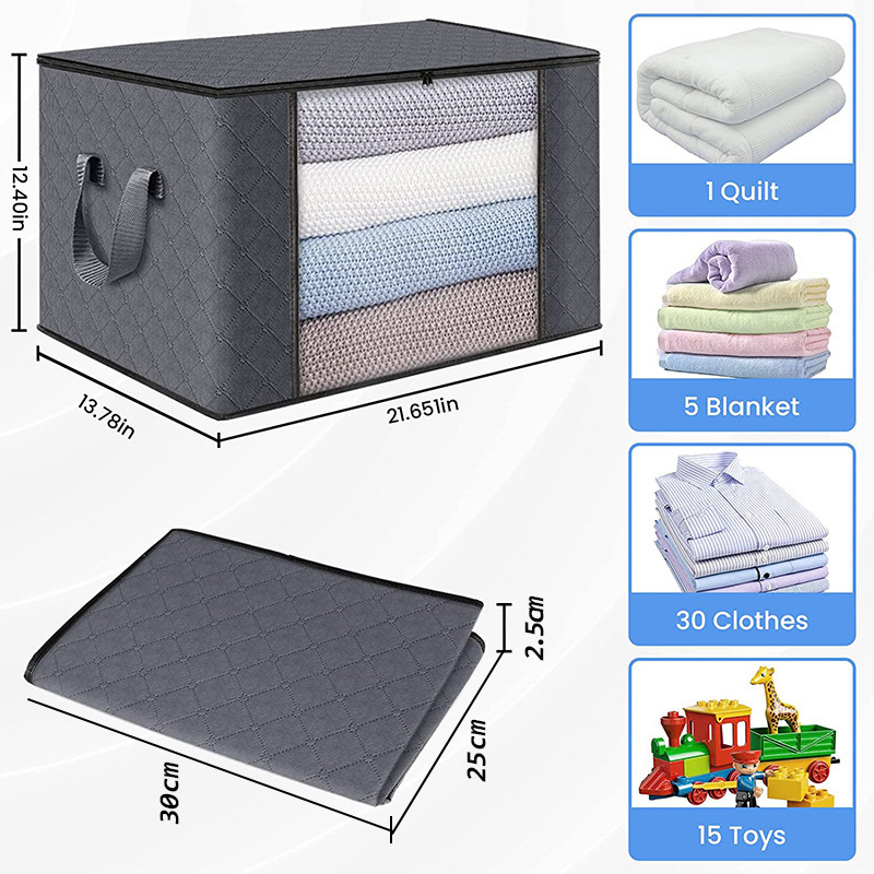 Large Capacity Folding Stackable Oxford Cloth Quilt Pillow Toys Closet ...