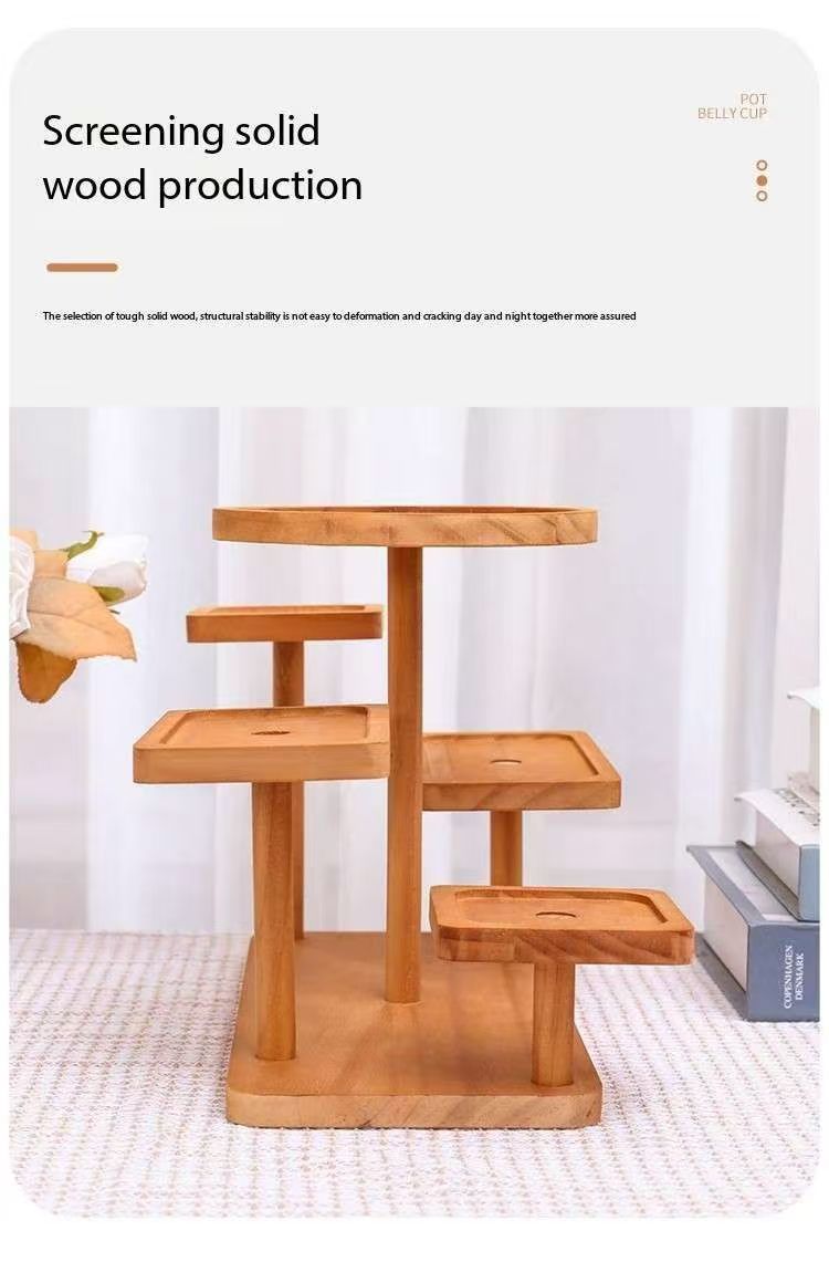 Wooden Display Stand Desktop Organizer Countertop Rack Solid Wood ...