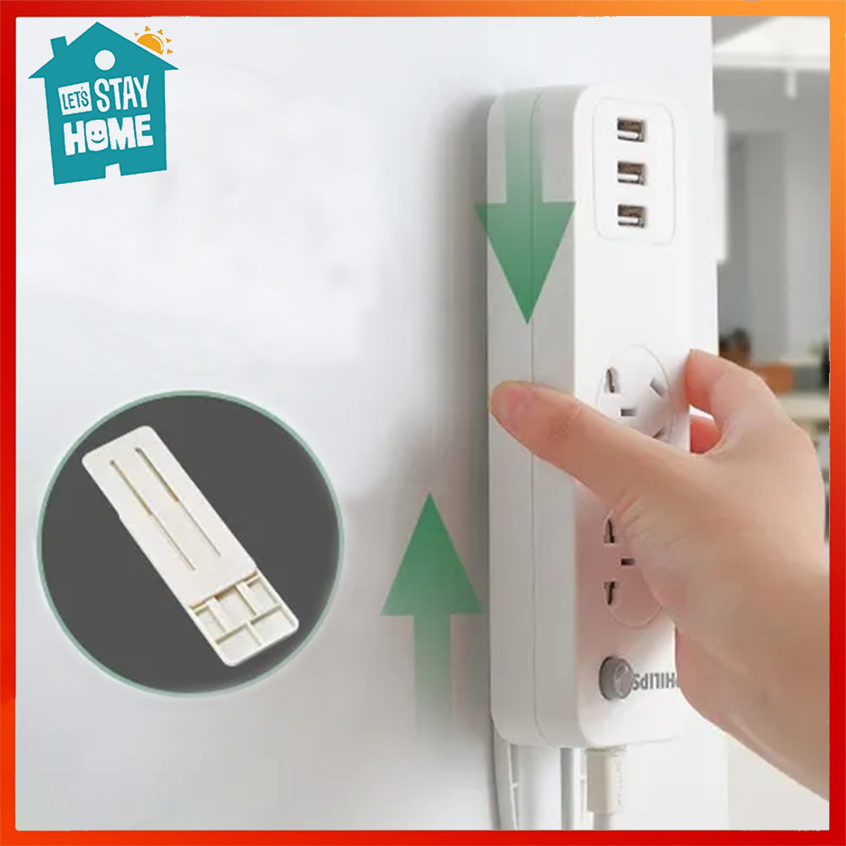 Self-Adhesive Socket Fixer Wall Hanging Power Strip Holder Fixator Plug ...