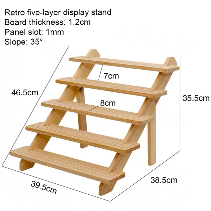 5 Layer Wooden Ladder Rack Jewelry Display Storage Wood Multi-layer ...