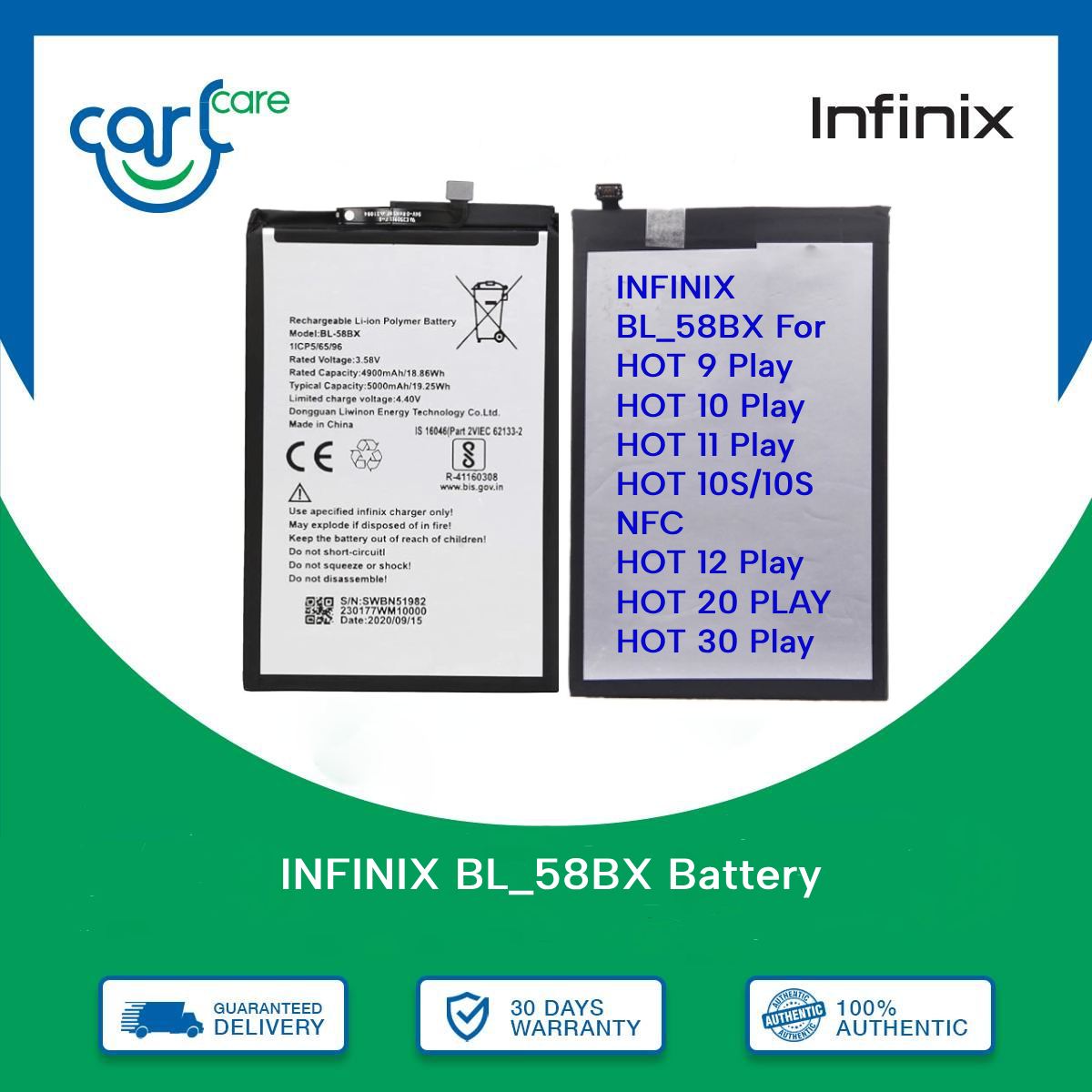 BL_58BX Battery For Infinix HOT Play /HOT 10 Play/HOT 10S/HOT