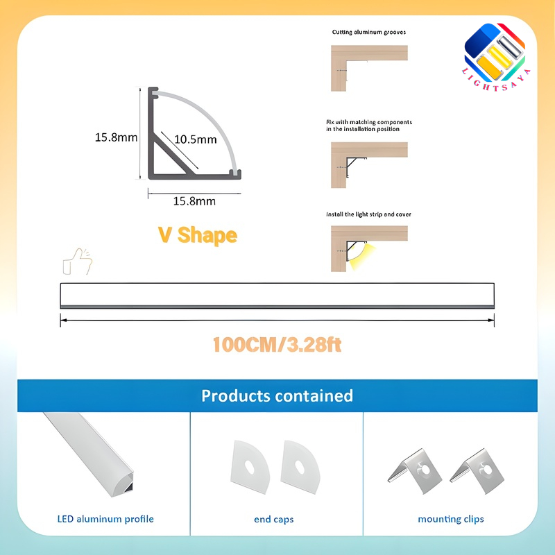 1M LED Aluminum Profile Track V/U/YW Shape Mount Channel System for LED ...