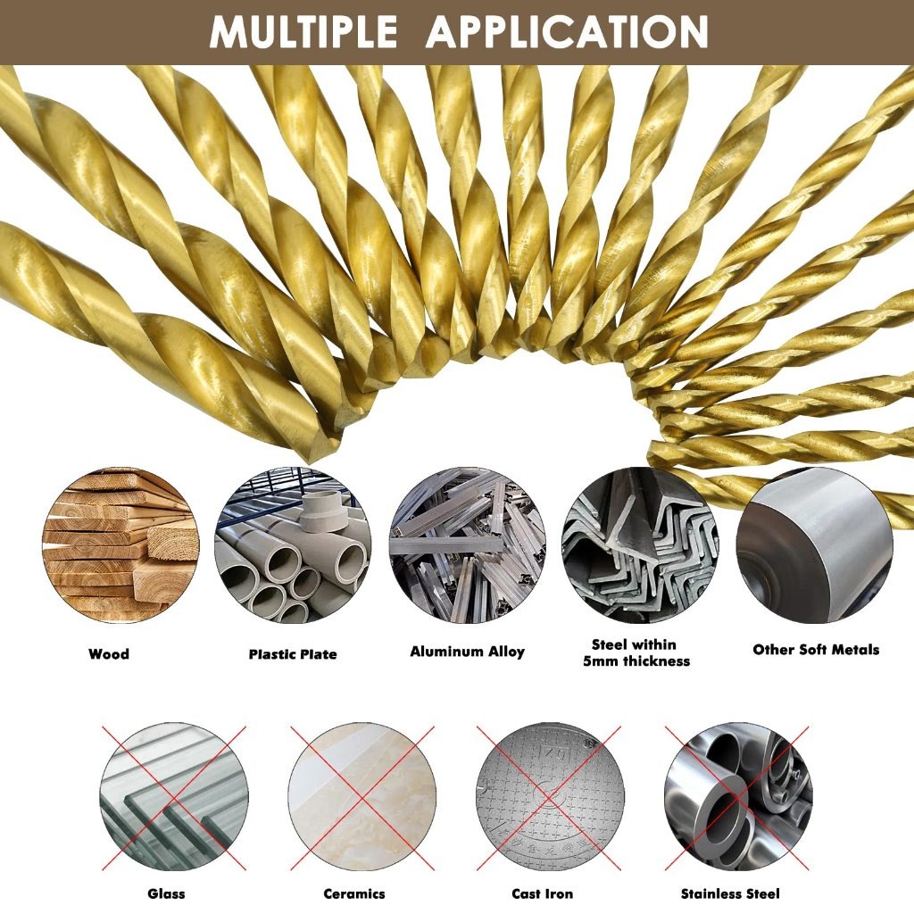 99PCS 1.5mm - 10mm Titanium Coated HSS High Speed Steel Drill Bits Set ...