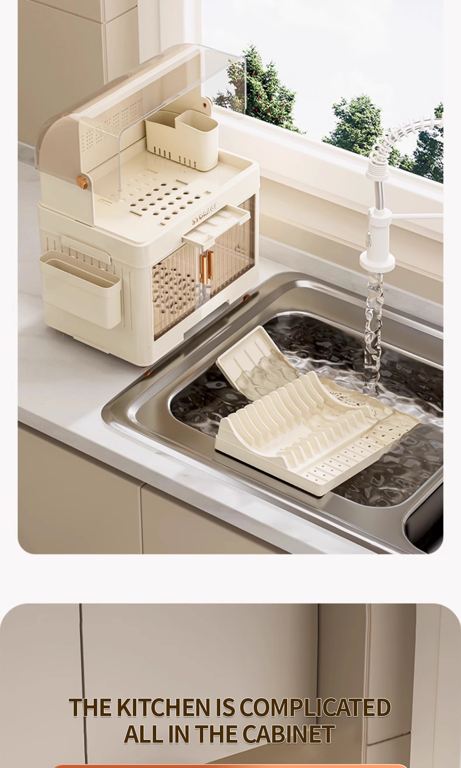DRG Plastic Dish Cabinet Foldable Dish Drainer Drying Rack Aesthetic ...