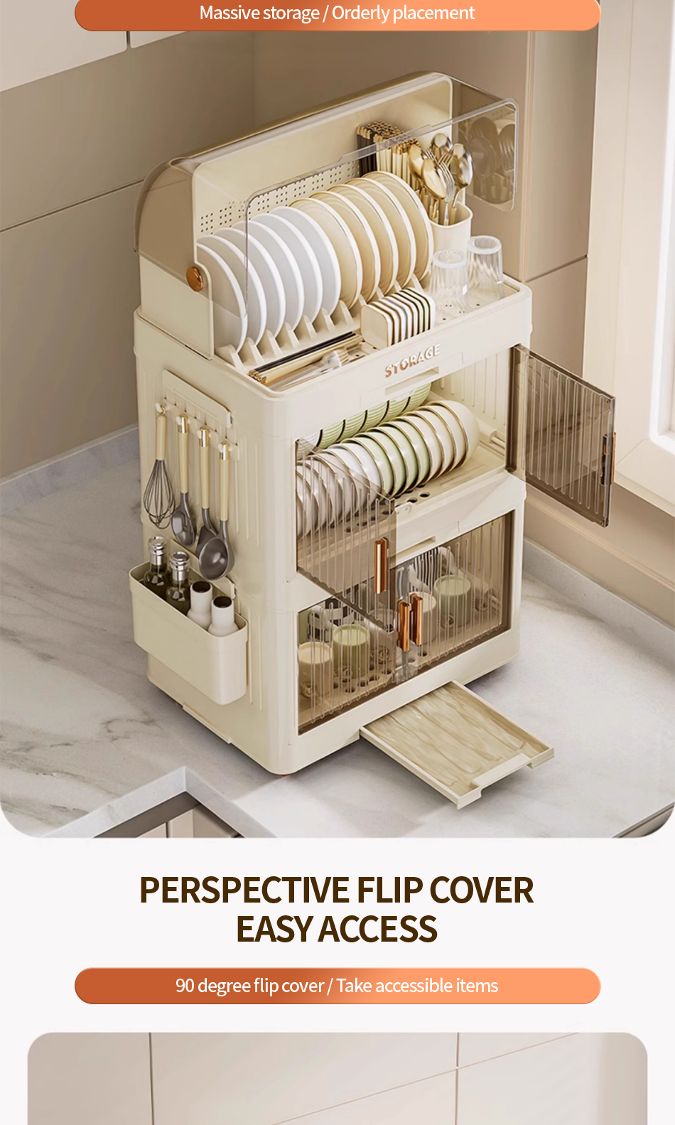 DRG Plastic Dish Cabinet Foldable Dish Drainer Drying Rack Aesthetic ...