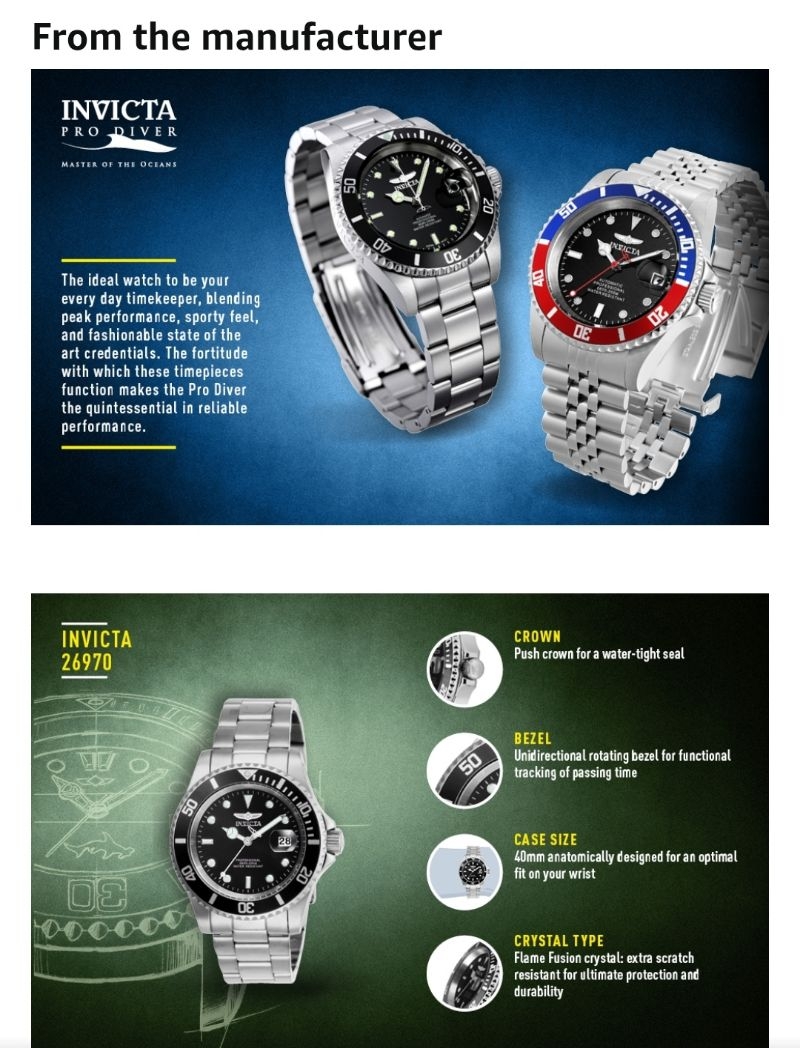 INVICTA PRO DIVER 26970 Stainless Steel 40mm UNISEX Watch Shopee