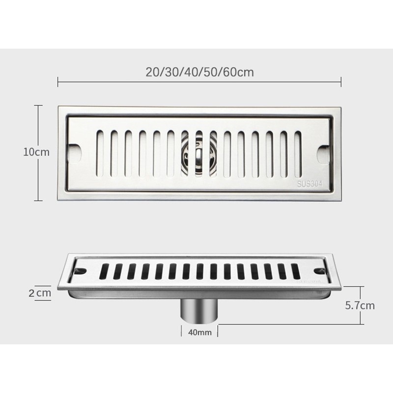 SUS304 stainless steel rectangular floor drain bathroom kitchen large ...