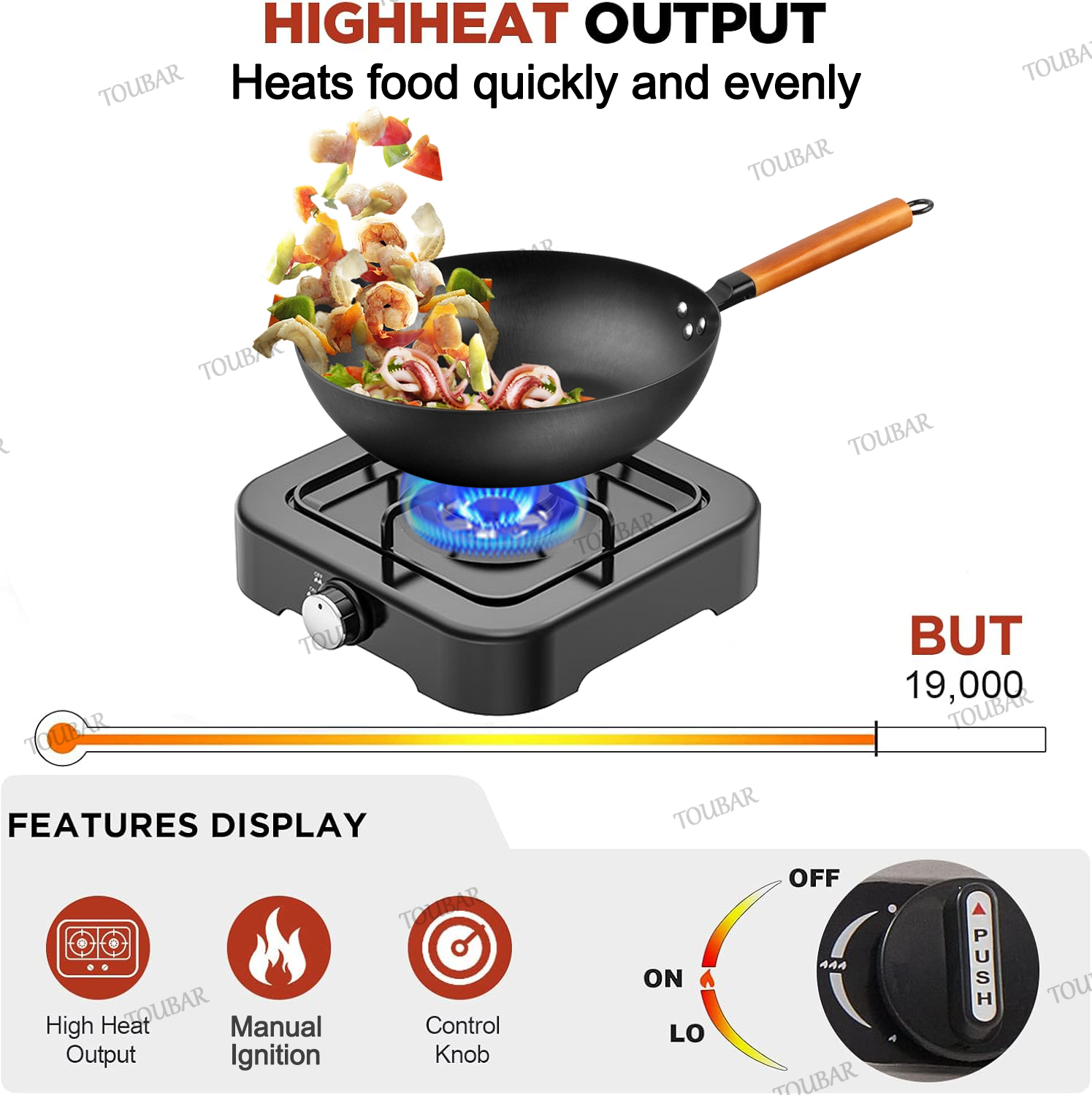 Portable Gas Stove Steel tabletop Natural/Liquefied Gas Stove Manual ...