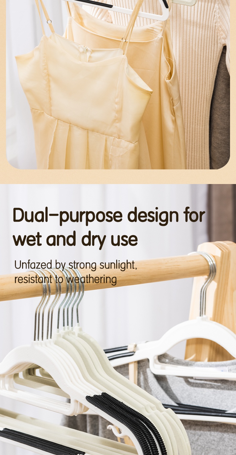 Deli Vusign 5/10PCS Cloth Hangers Coat Hanger Flocking Rack Non-slip ...