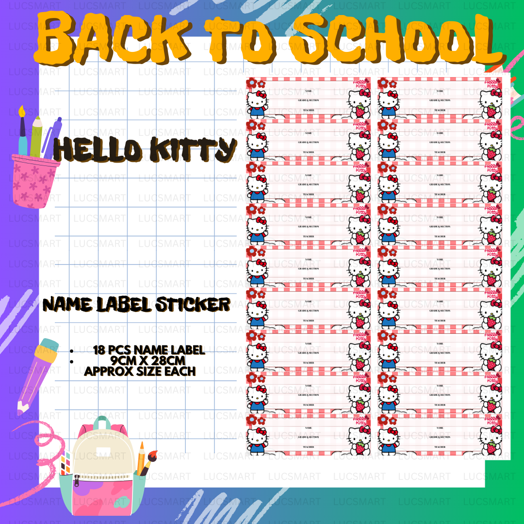 LUCSMART Fast shipping - NEW DESIGN HELLO KITTY THEMED Subject and Name ...