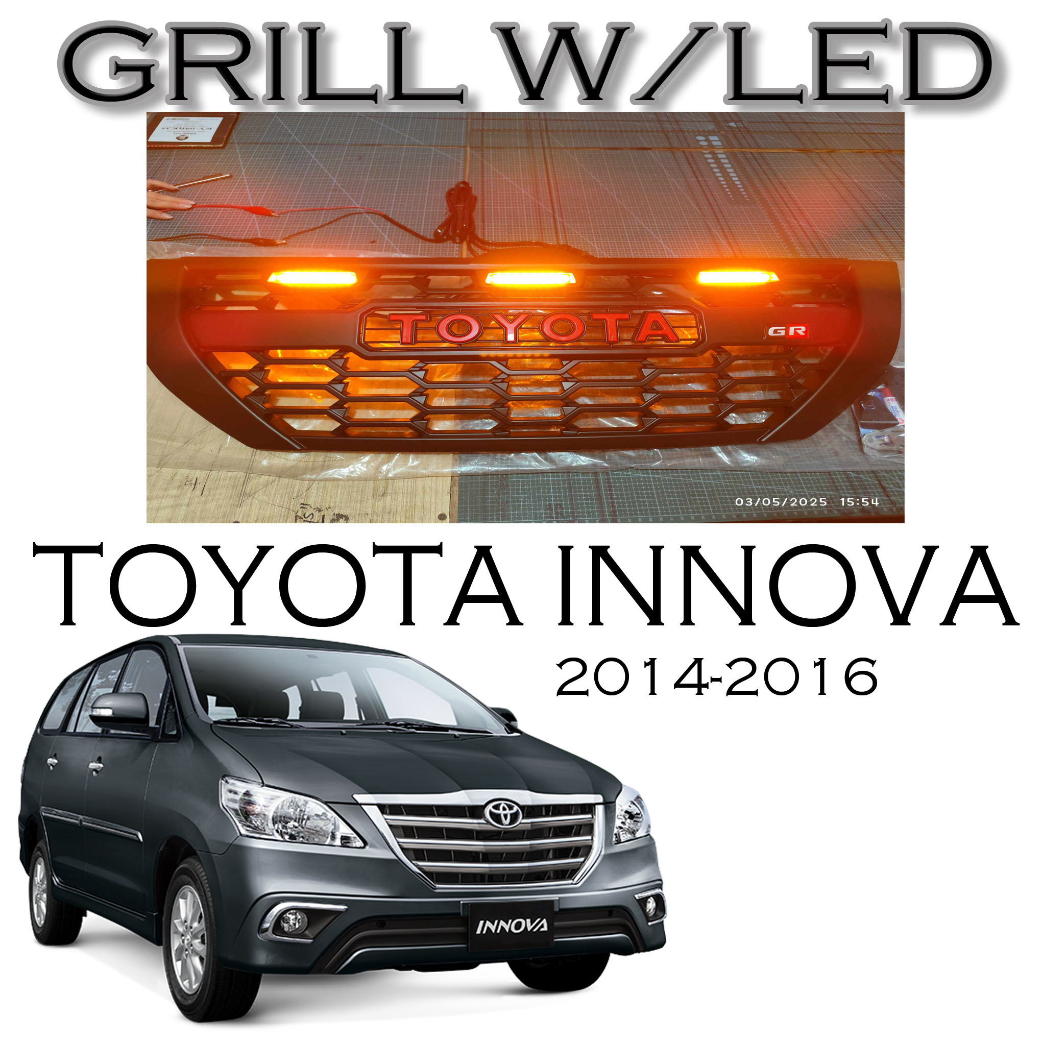 GR TOYOTA INNOVA 2014-2016 GRILL WITH LOGO & LED LIGHT-PARKLIGHT ...