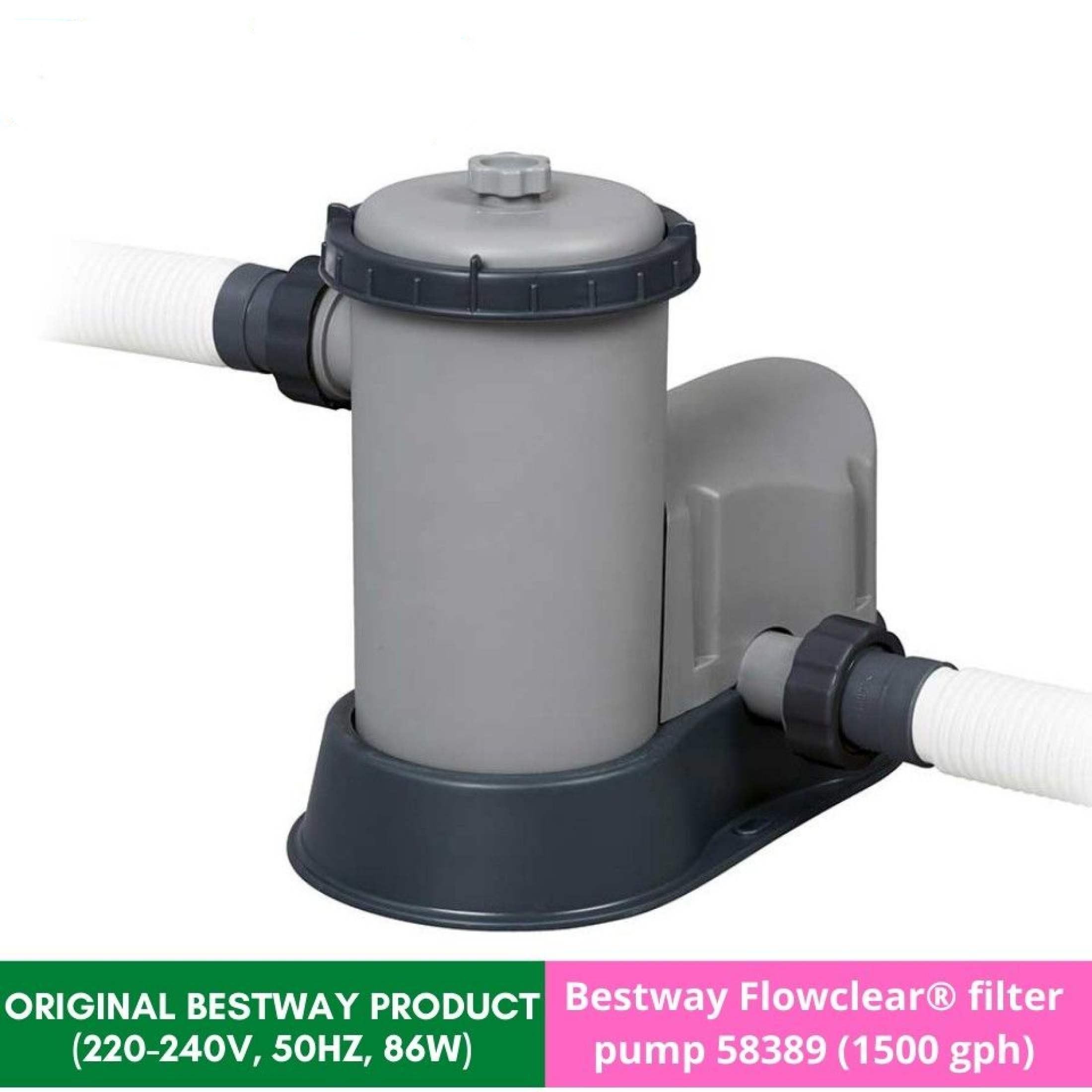BESTWAY Flowclear Cartridge Filter Pump (1500gph) ( 220-240V~50HZ, 86W ...