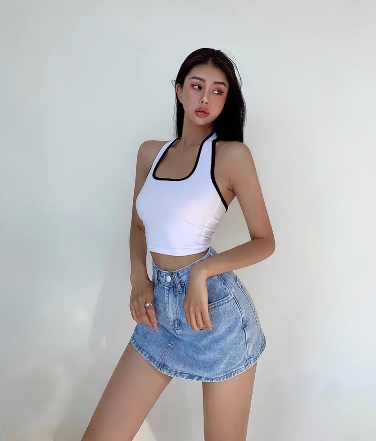 Skort High Waist Denim Skirts for woman Plus Size Korean Fashion A-Line ...