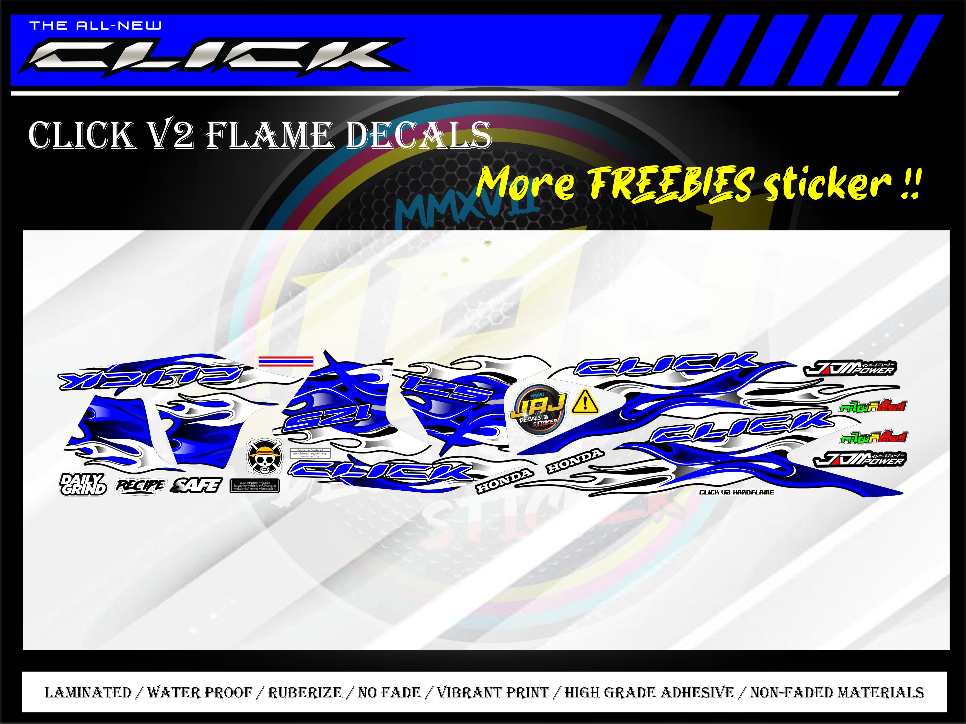 HONDA CLICK VERSION 2 HARD FLAME DECALS- HIGH QUALITY STICKER | Shopee ...