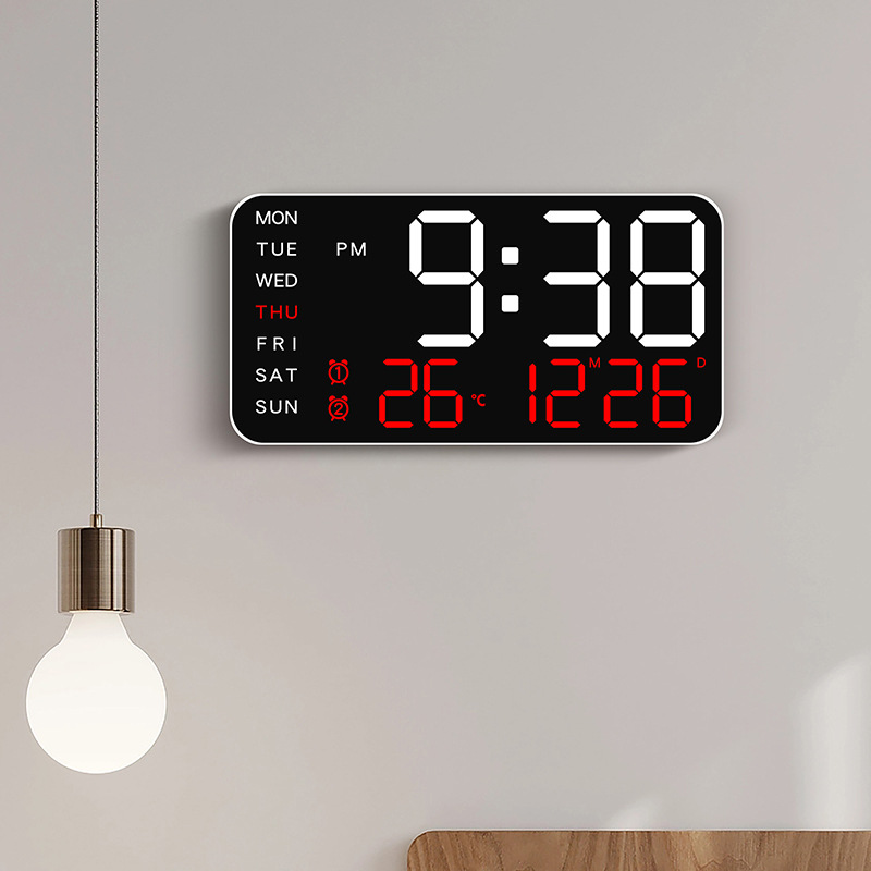 6617 Large Digital Wall Clock Temp Date Week Display USB Table Clock ...