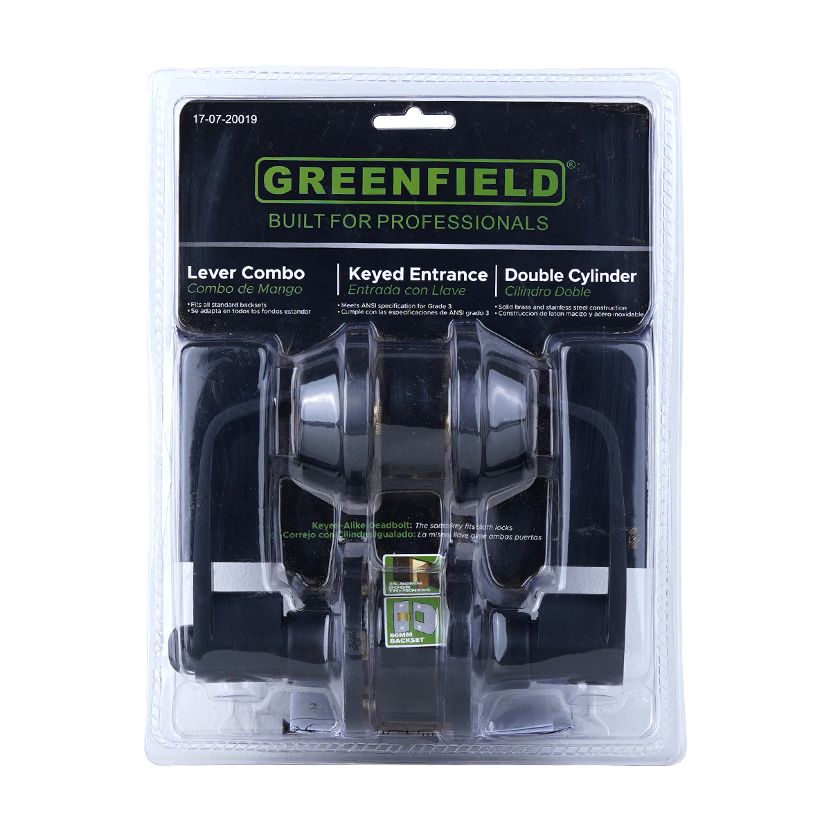Greenfield Double Cylinder Lever Combo Set Matte Black - Door Hardware ...