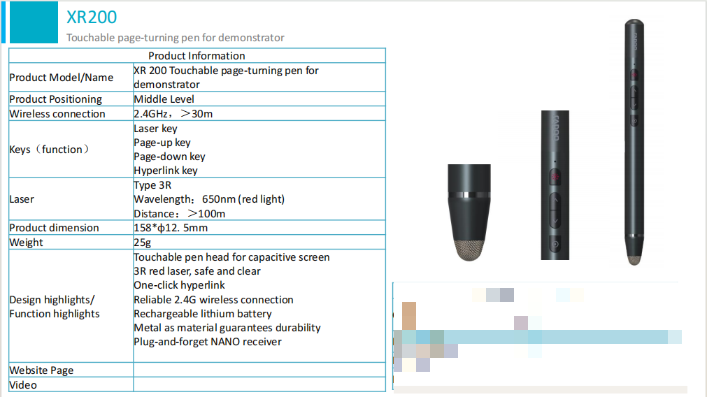 Rapoo XR200 Wireless Laser Presenter Page Turning Pen 2.4G Wireless |  Shopee Philippines