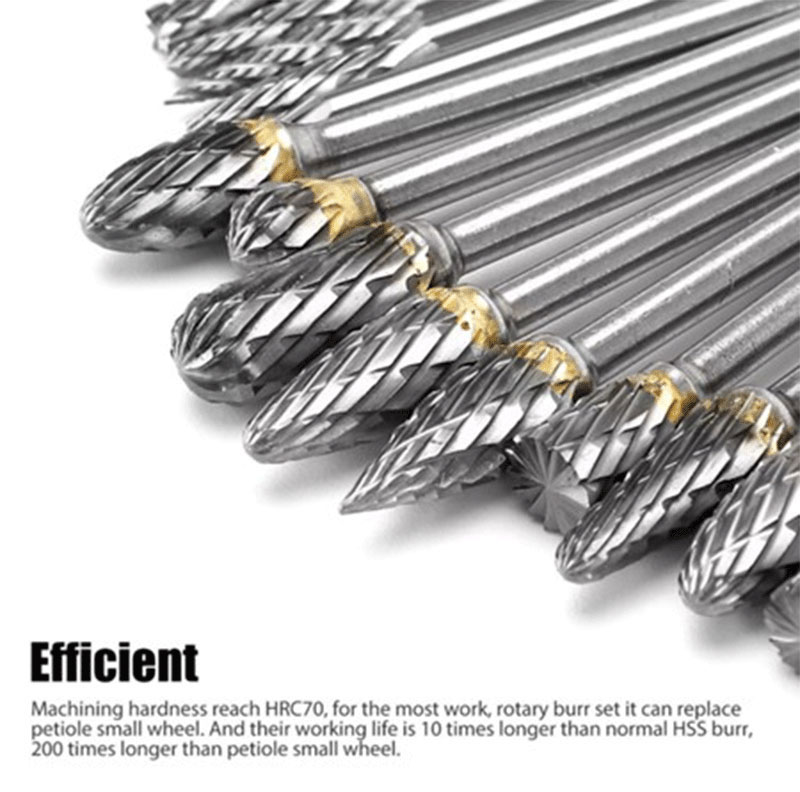 HH Tungsten Carbide Burr Set Rotary Cutter Bur Diamond Deburr Drill Bit ...