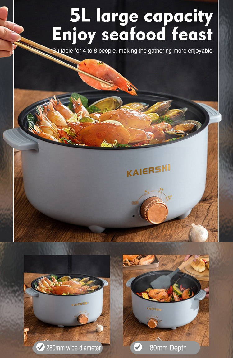 5L Multi Electric Cooker 1000W Big Capacity 3Gear Electric Cooking Pot ...