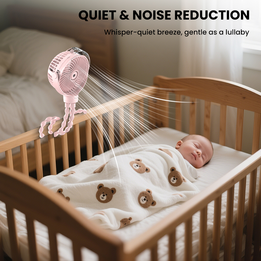 Orashare OCF03 Stroller Fan With Mist Fan 4000mAh Rechargeable Quiet ...