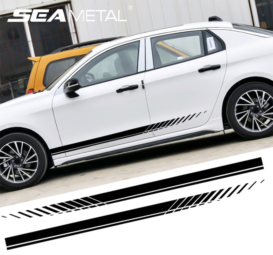2PCS Car Door Side Skirt Stickers Universal Waterproof Racing Sport ...