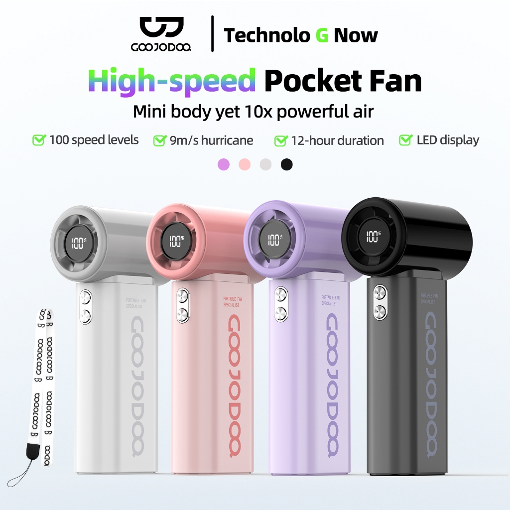 GOOJODOQ Fan 4000 mAh Turbo Mini Fan Rechargeable Handheld Portable ...