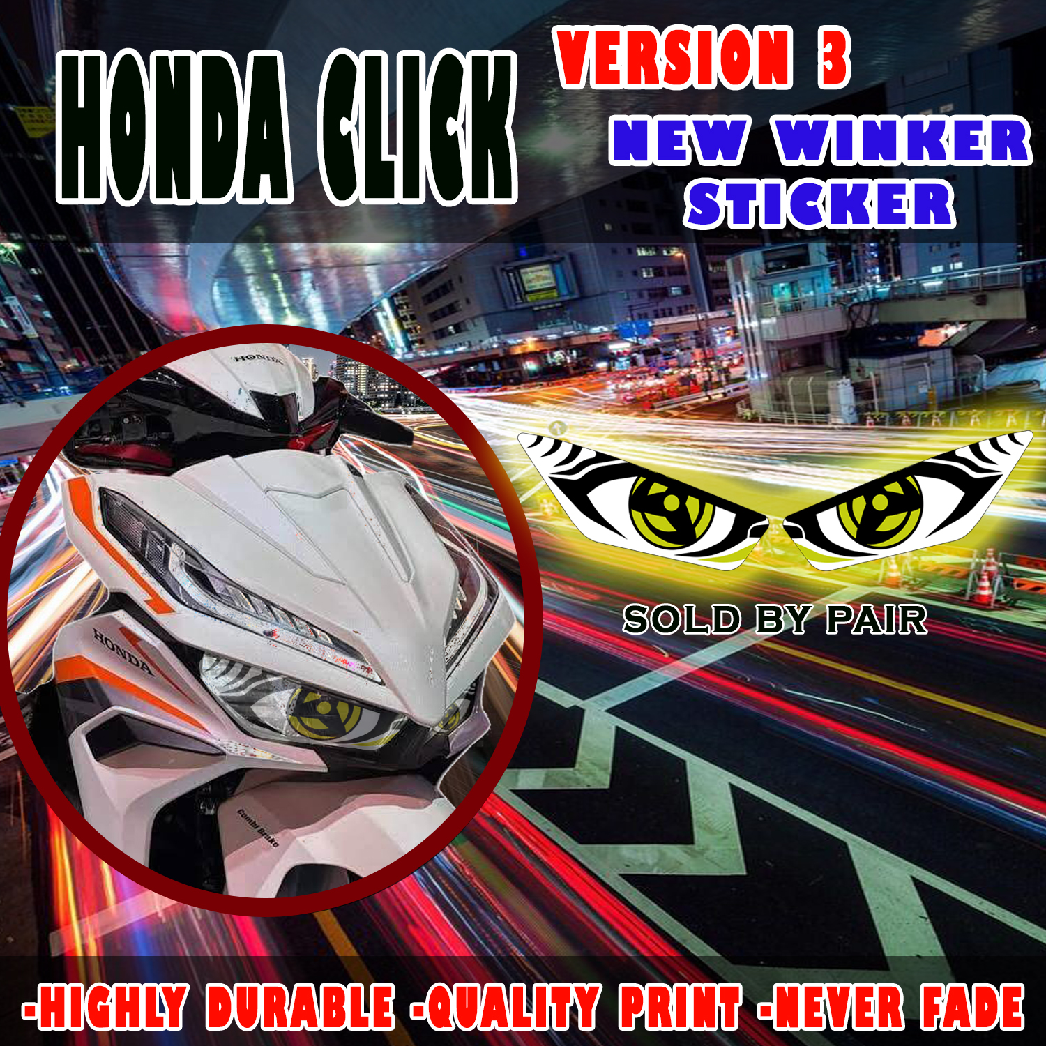 HONDA CLICK WINKER STICKERS FOR VERSION 3 MOTORCYCLE/ WINKER STICKER ...