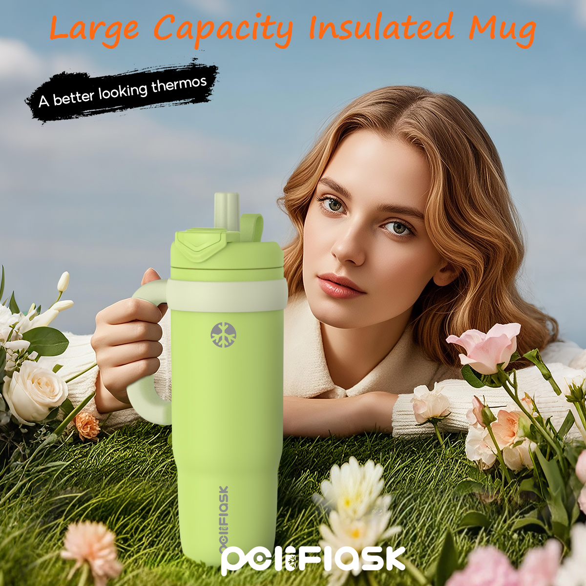 Peliflask40oz Insulated Tumbler Hot And Cold Straw With Lid Handle ...