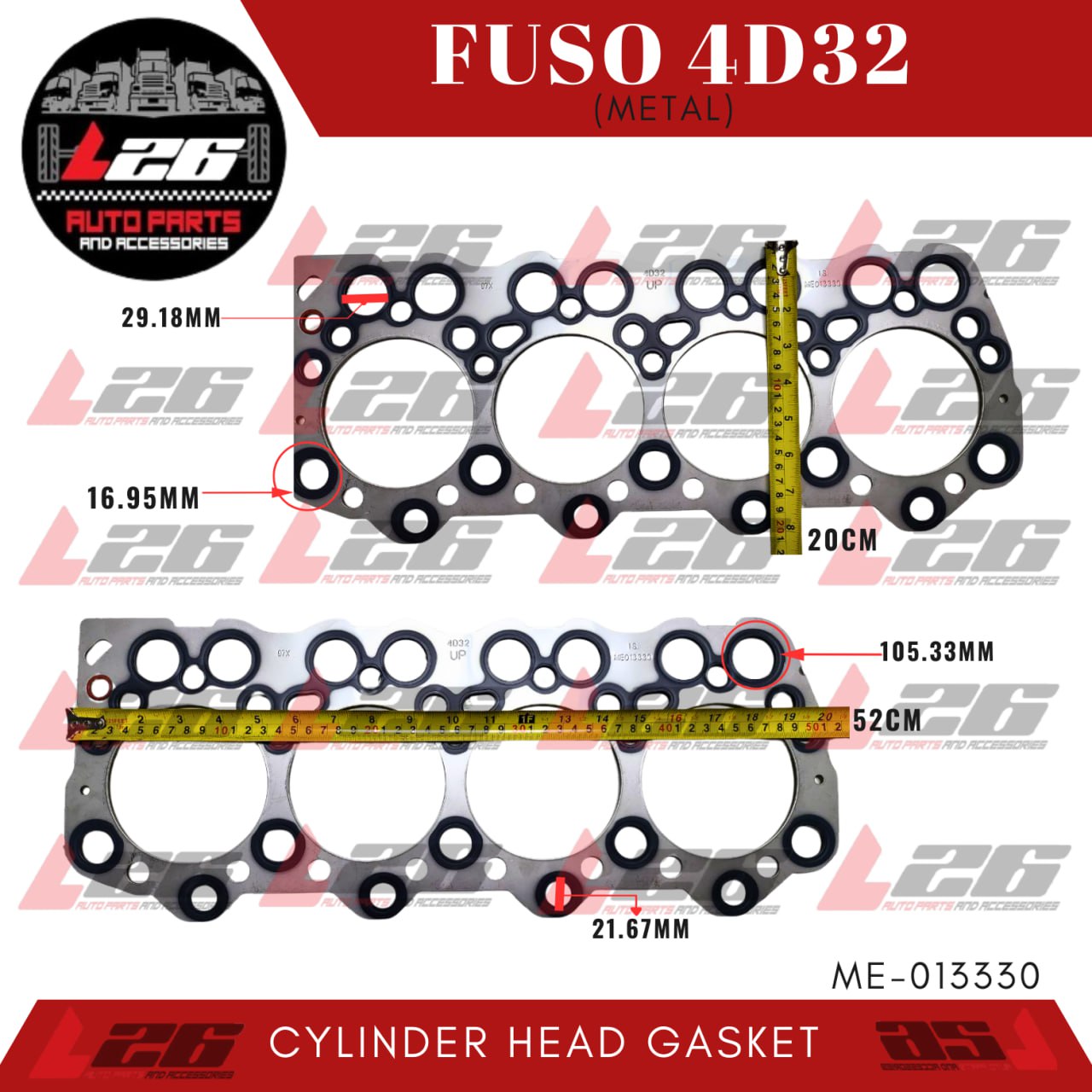 Cylinder Head Gasket for Mitsubishi Fuso 4D32 Metal type ME-013330 ...