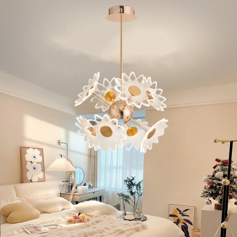 Remote Drop Lamp Hanging Lights LED Chandelier Ceiling Lights Tri Color ...