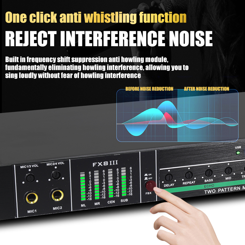 Professional Audio Processor Karaoke Mixer Reverberator KTV Digital pre ...