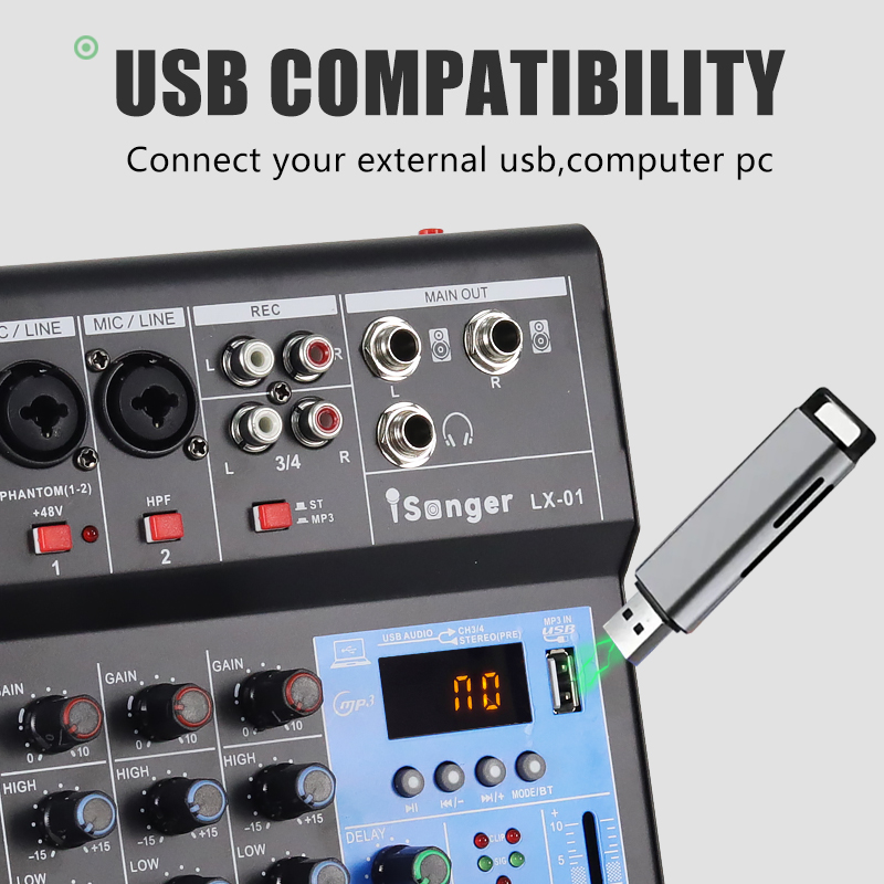 4 Channels Professional portable Audio Interface sound card console ...